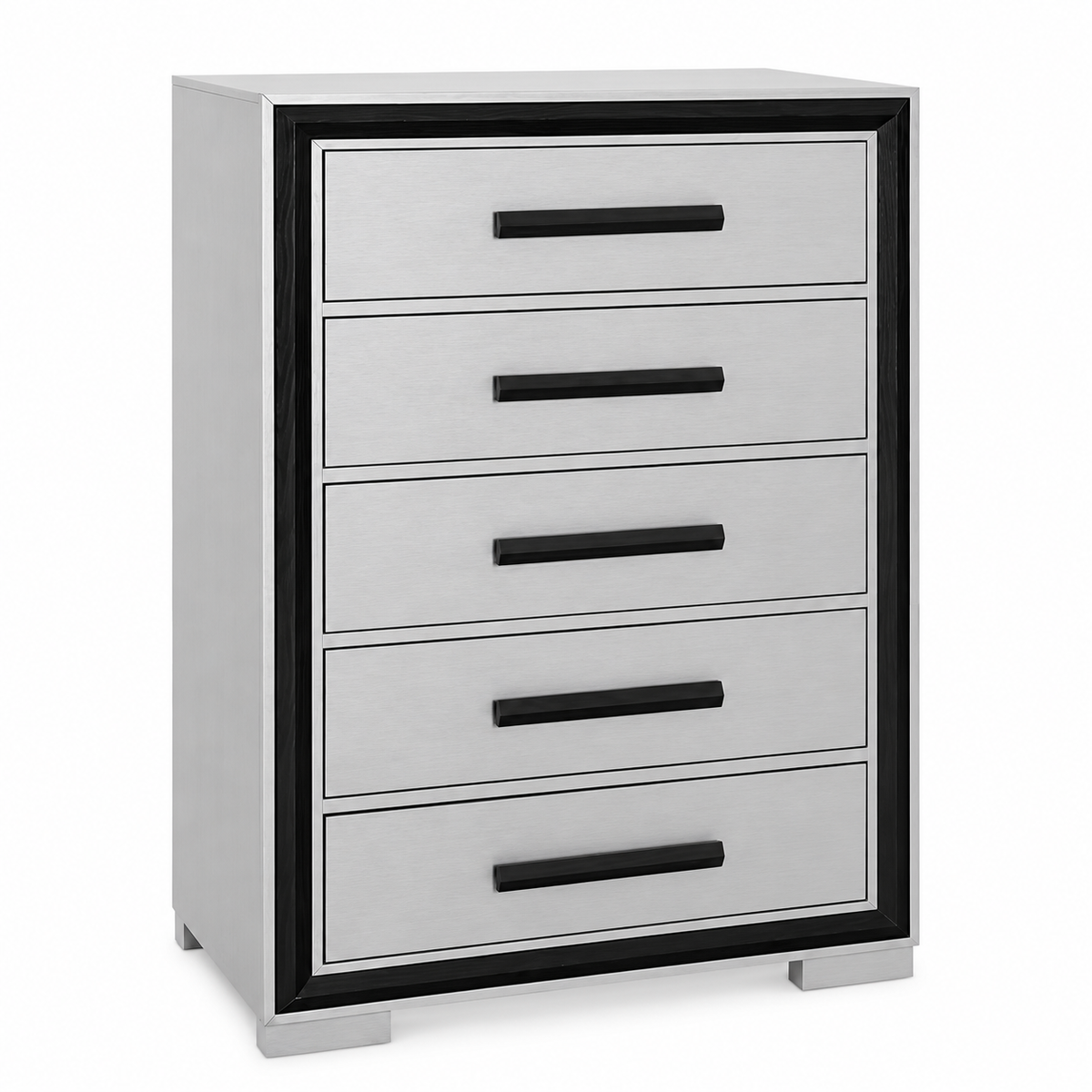 Amelia Collection Silver & Black 5-Drawer Bedroom Chest