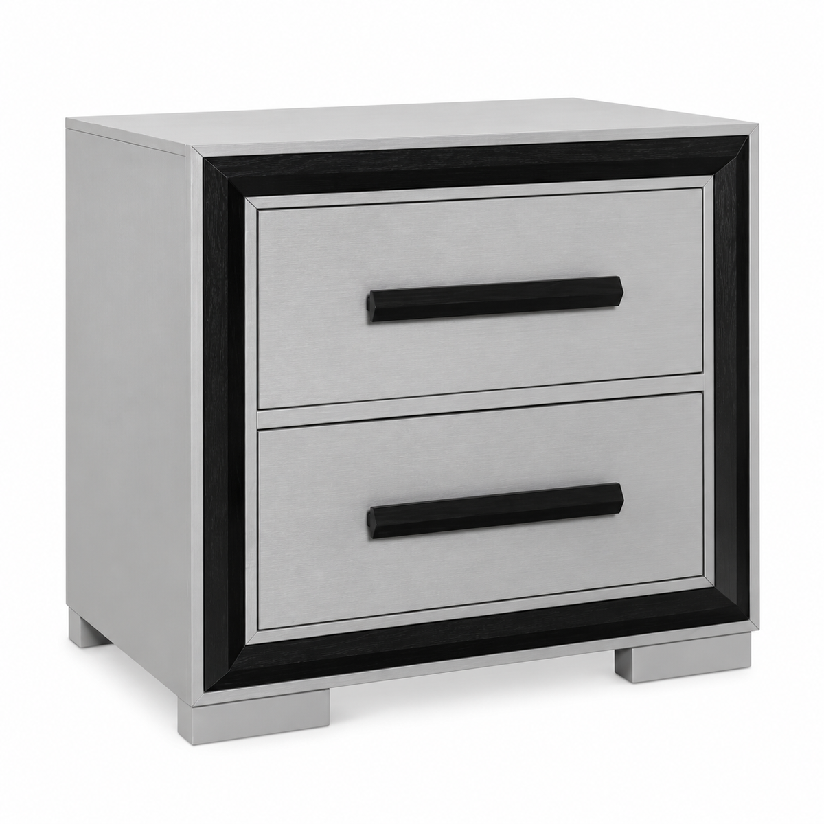 Amelia Collection Silver & Black Nightstand