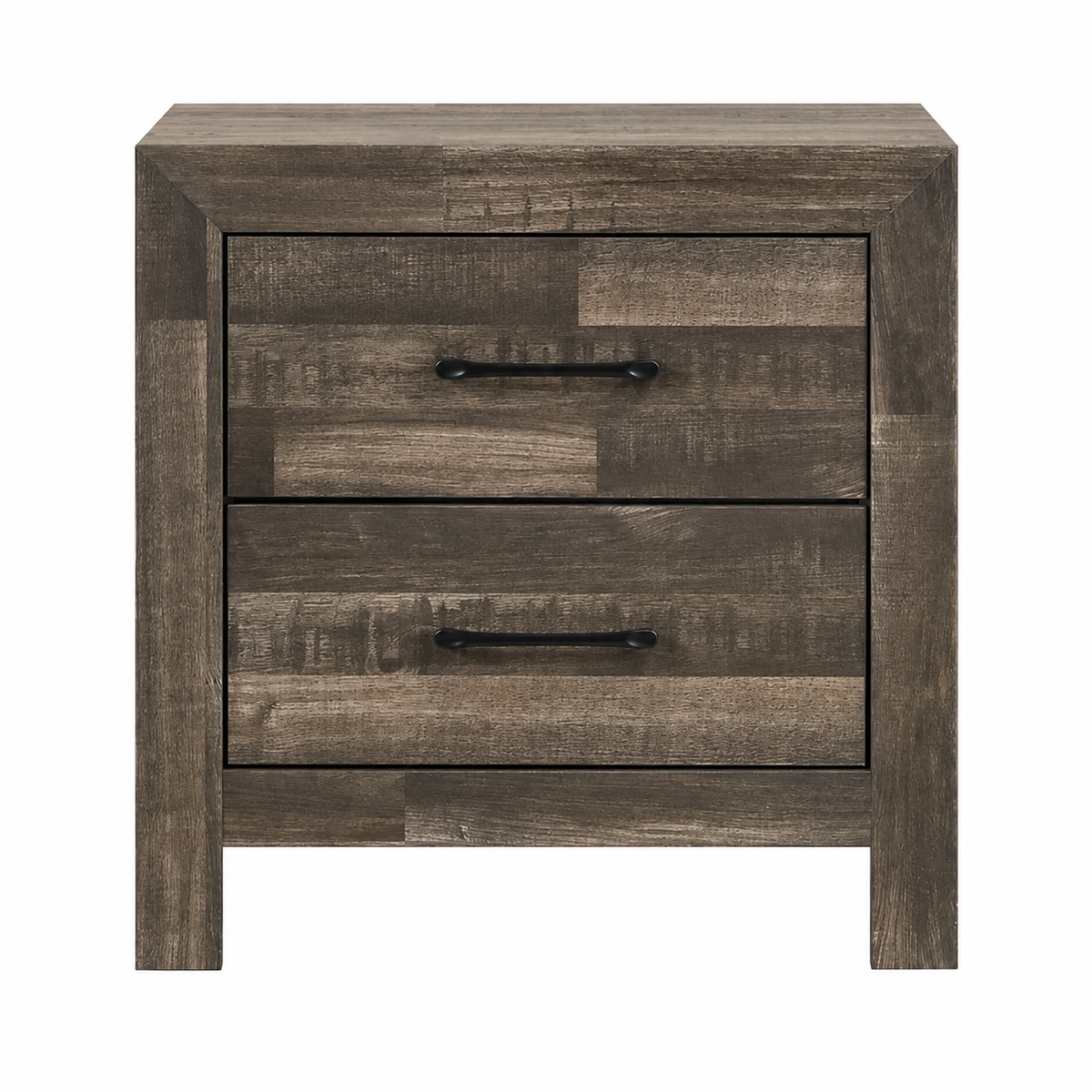 Athens Collection Driftwood Brown Farmhouse 2-Drawer Nightstand
