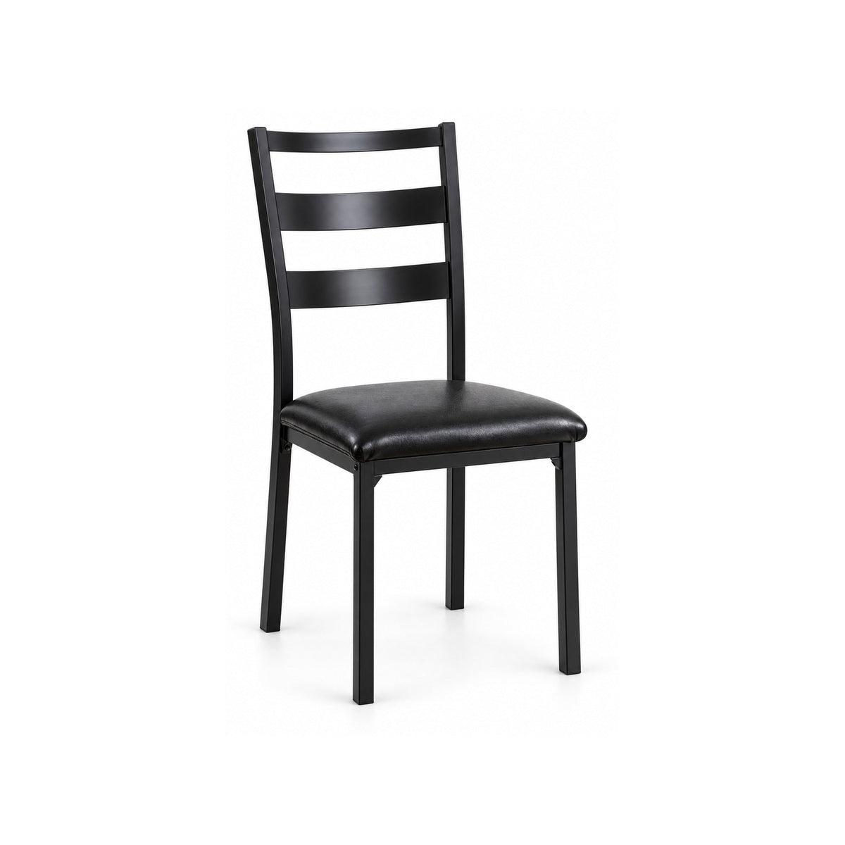 Modern 5-Piece Wood Dining Set with Black PU Chairs & Black Steel Legs – single dining chair