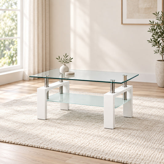 Glossy white Coffee Table in a minimal living room