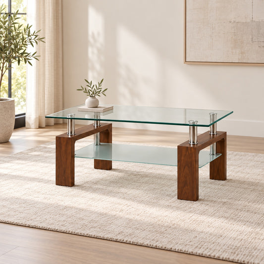 Walnut brown Coffee Table in a minimal living room