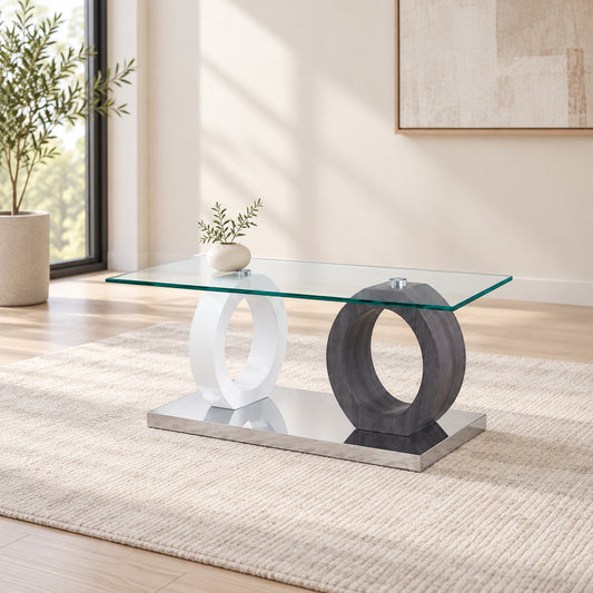 White and dark grey Coffee Table in a minimal living room