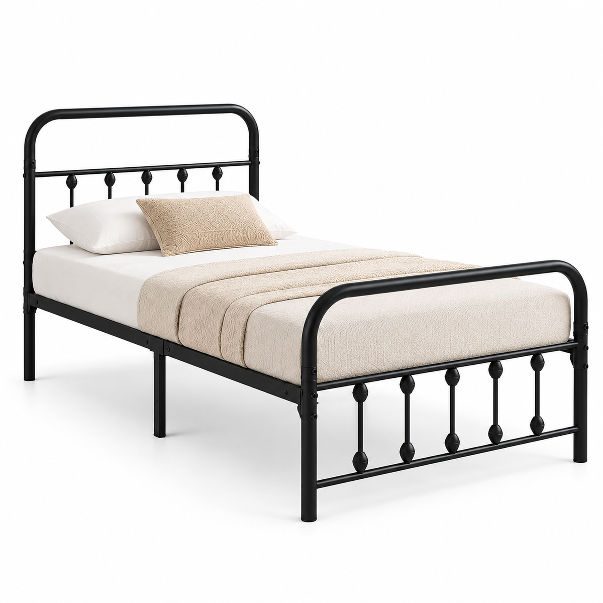 Black Steel Contemporary Platform Bed Frame — clean product view
