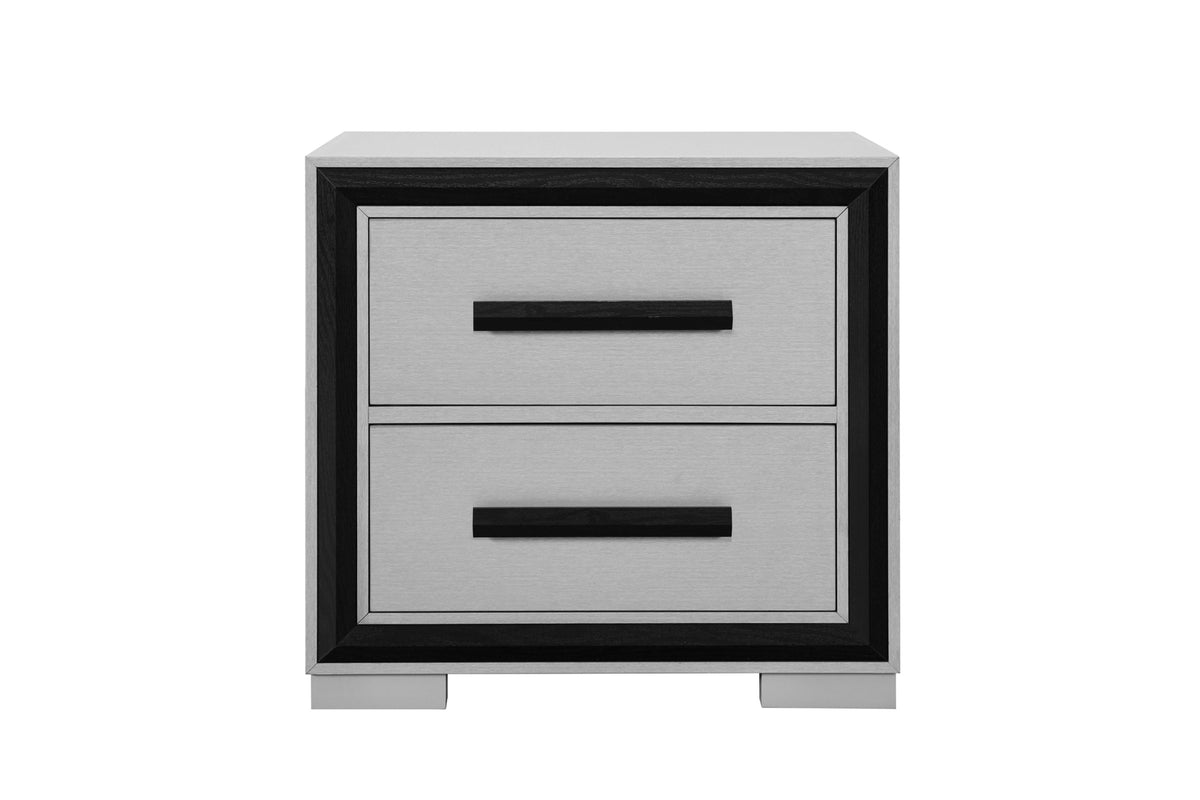 Grey PU Upholstered Platform Bedroom Set with Amelia Case Goods
