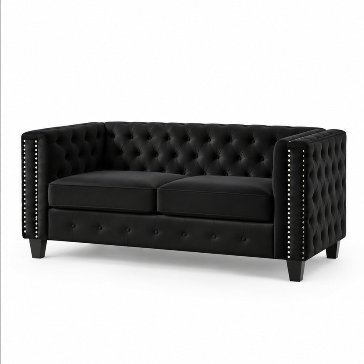 Black Tufted Velvet Loveseat — loveseat clean product