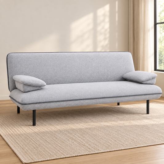 Light Grey Memory-Foam Sofa Bed with Dark Grey Piping — IF-8035 lifestyle sofa, Default Title