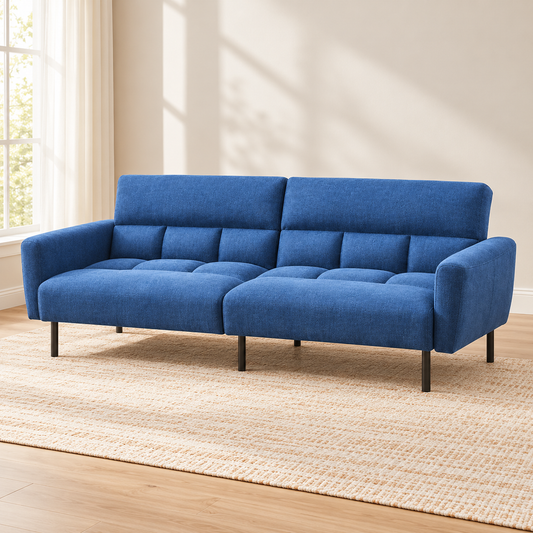 Modern Memory-Foam Split-Back Sofa Bed with Removable Arms — IF-8040 lifestyle sofa, Blue Fabric