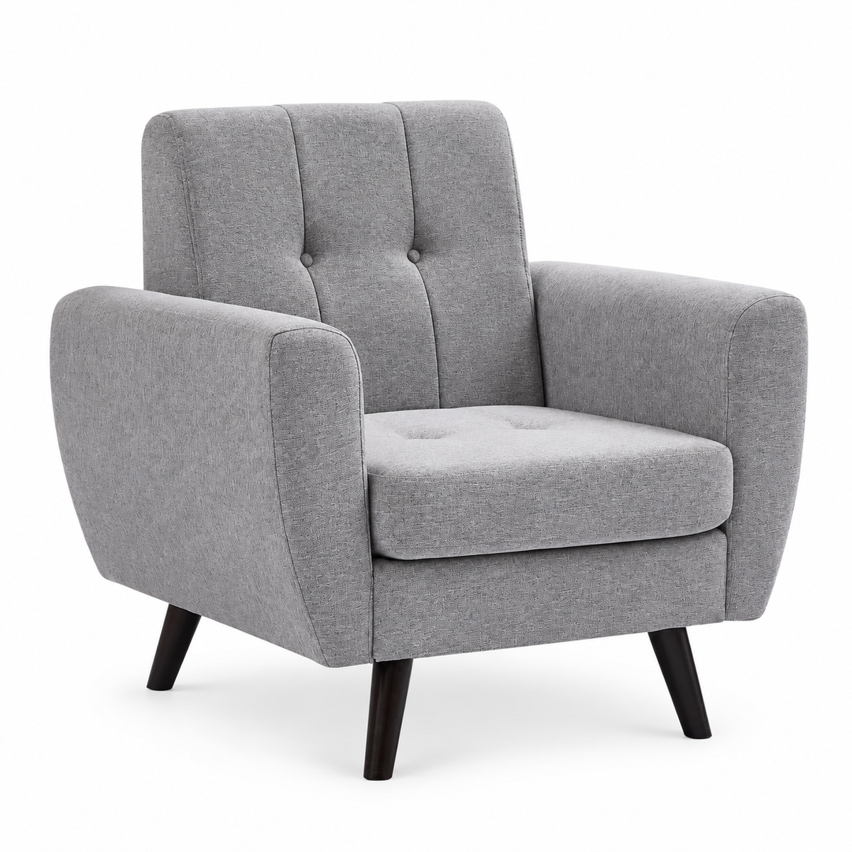 Modern Tufted Soft-Touch Fabric Chair — Grey, clean white background product image