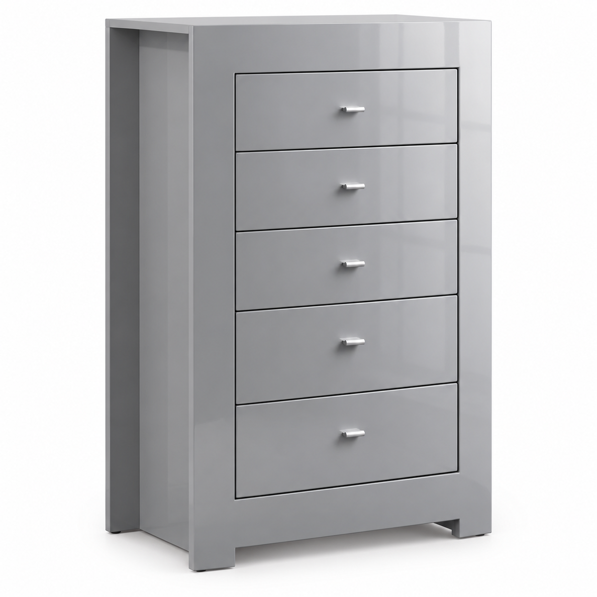 New York Collection Dove Grey High-Gloss 5-Drawer Jewelry Storage Chest