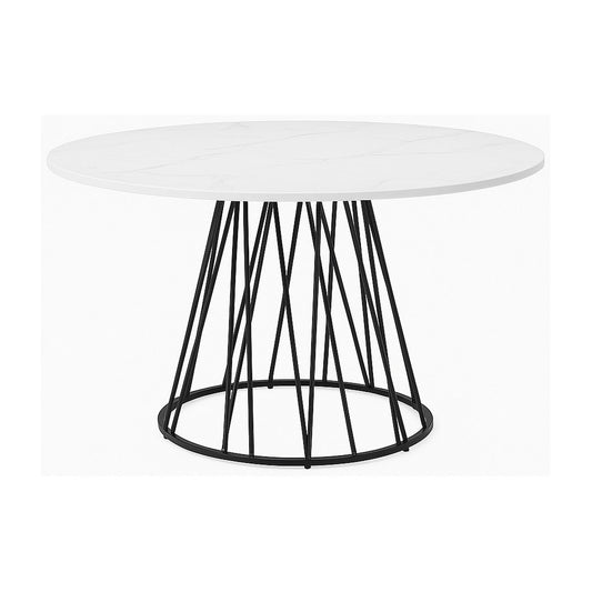 Modern White Marble-Look Dining Table – dining table