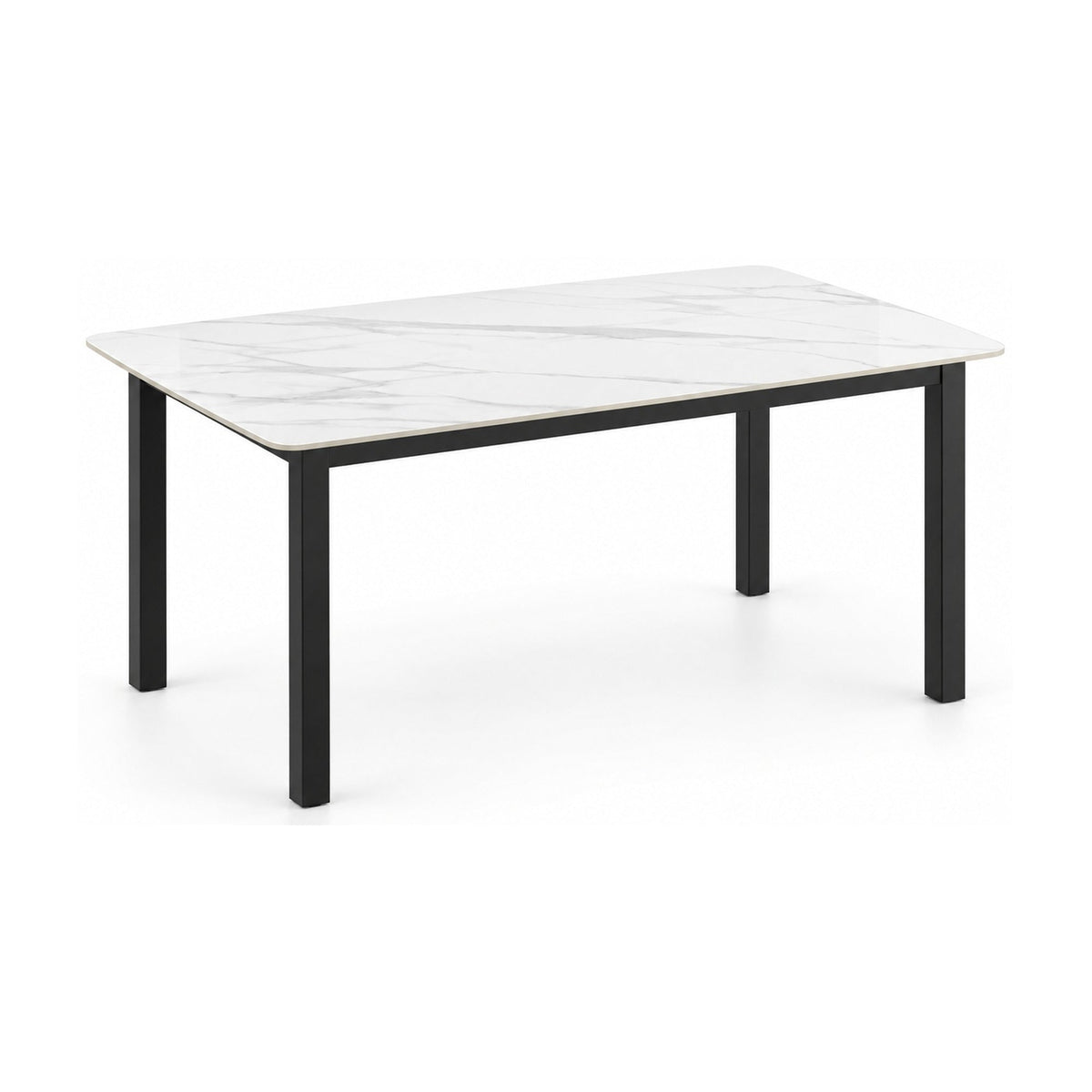 Modern White Marble-Look Sintered Stone Dining Table – dining table