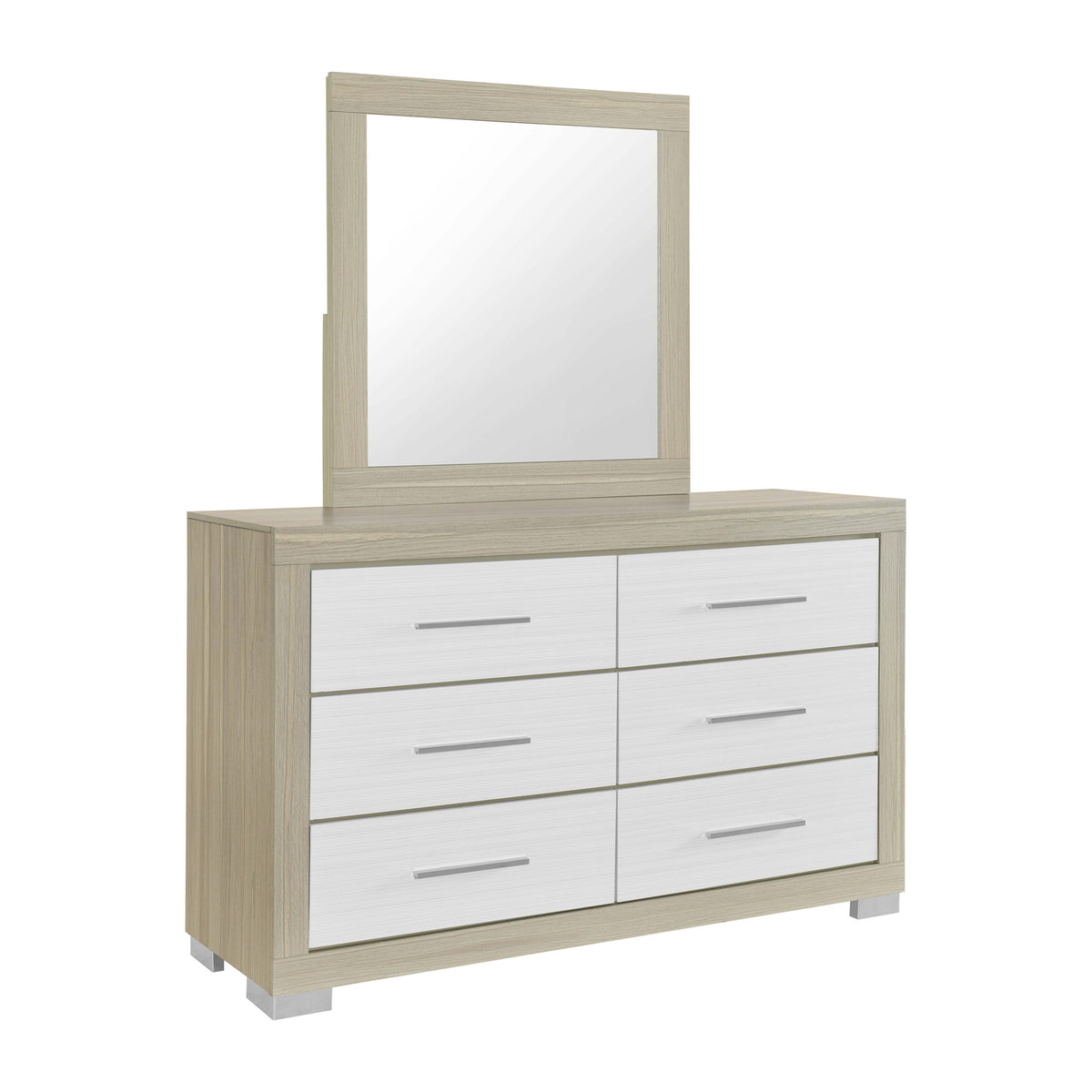 Emma Natural & White dresser and mirror on a clean white background
