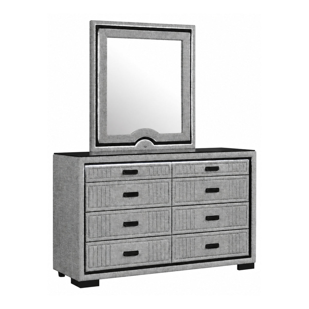 Isabella Grey LED dresser and mirror on a clean white background