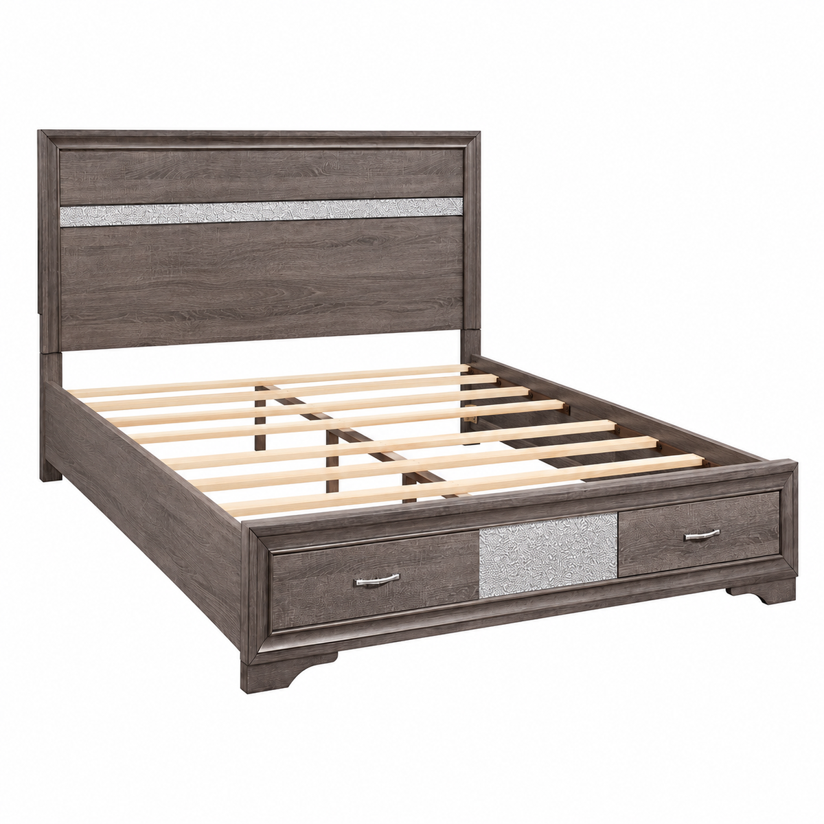 Seville 'Harper' Weathered Grey Storage Platform Bed Frame — clean product view