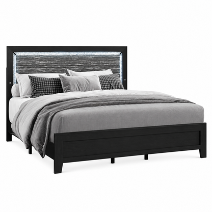 Reid Black LED Bed Frame with Mirrored & Crushed Crystal Accents — clean product view