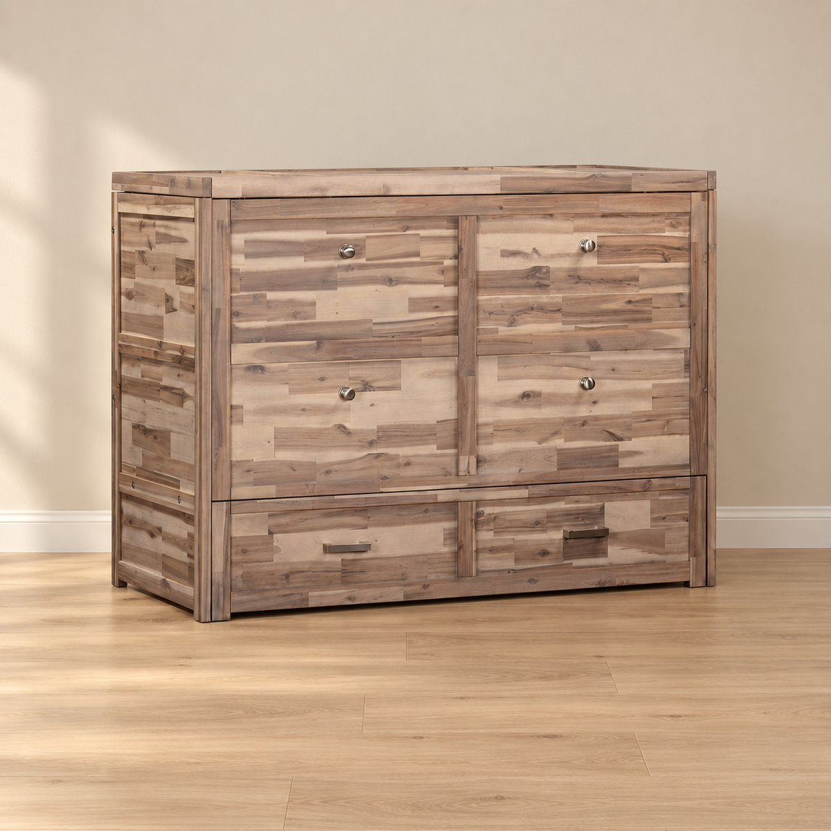 Stow Full Murphy Cabinet Bed with Gel Memory Foam Mattress