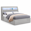 New York Dove Grey LED Hydraulic Storage Platform Bed Frame with USB — clean product view