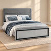 Amelia Collection Silver & Black LED Upholstered Bed Frame — lifestyle view, bed only