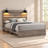 Charlotte Collection Driftwood Grey LED Platform Bed with USB Charging — lifestyle view, bed only