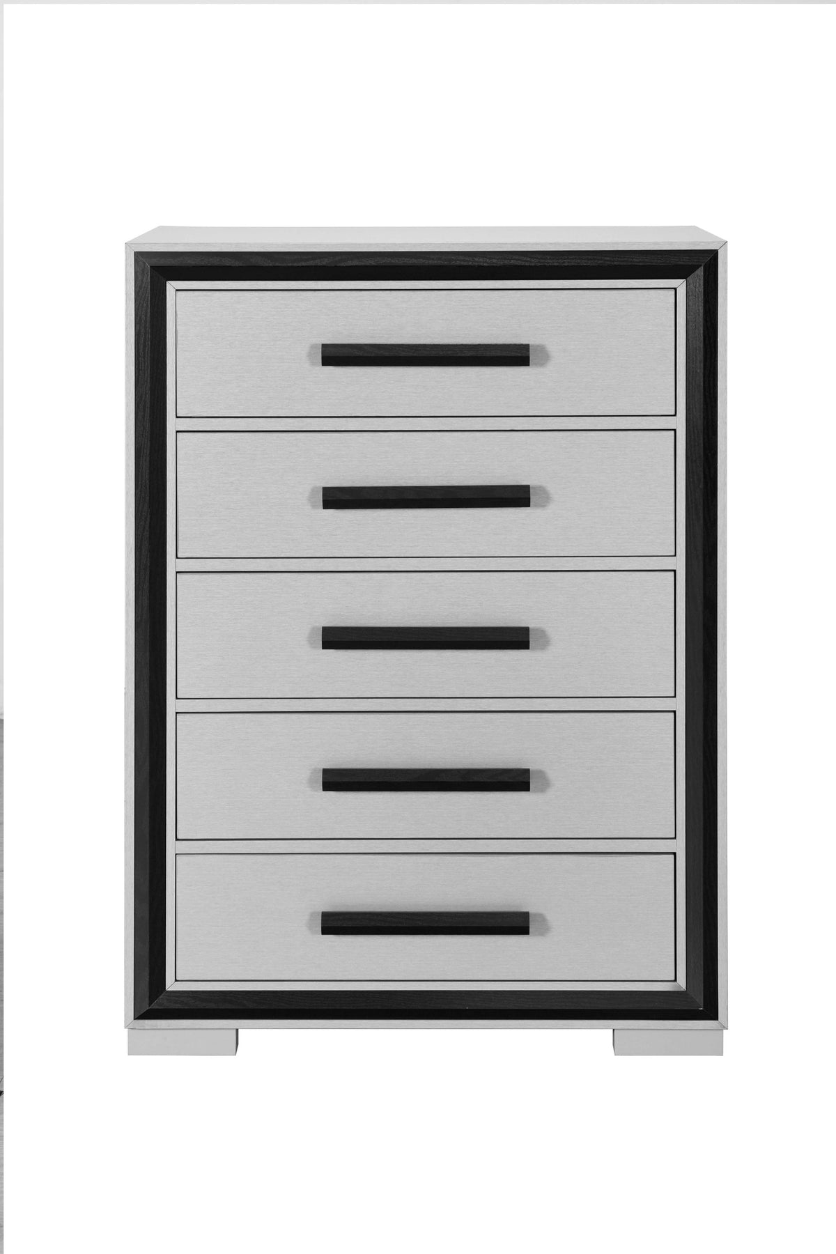 Amelia Collection Silver & Black LED Bedroom Set with Upholstered Headboard