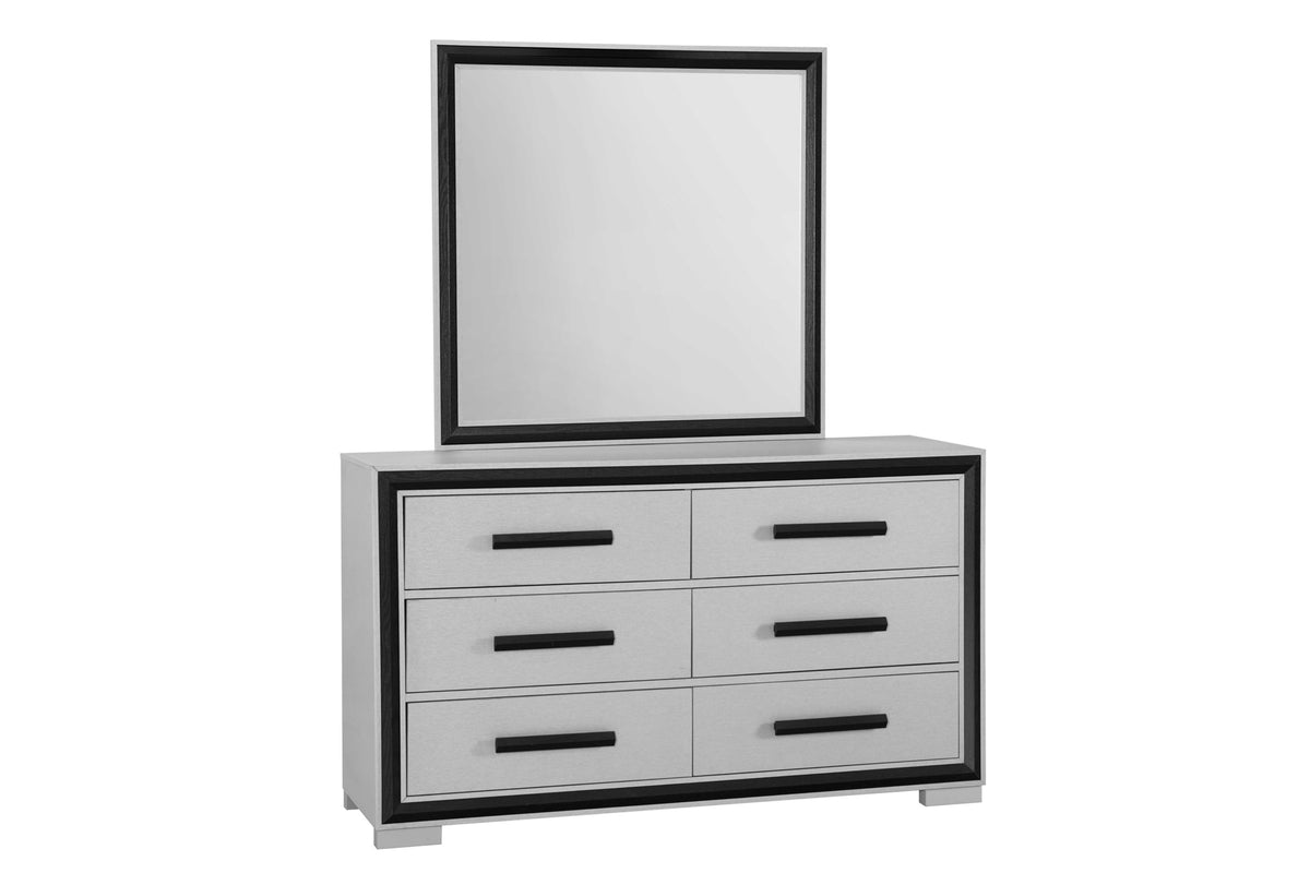 Amelia Collection Silver & Black LED Bedroom Set with Upholstered Headboard