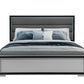 Amelia Collection Silver & Black LED Bedroom Set with Upholstered Headboard