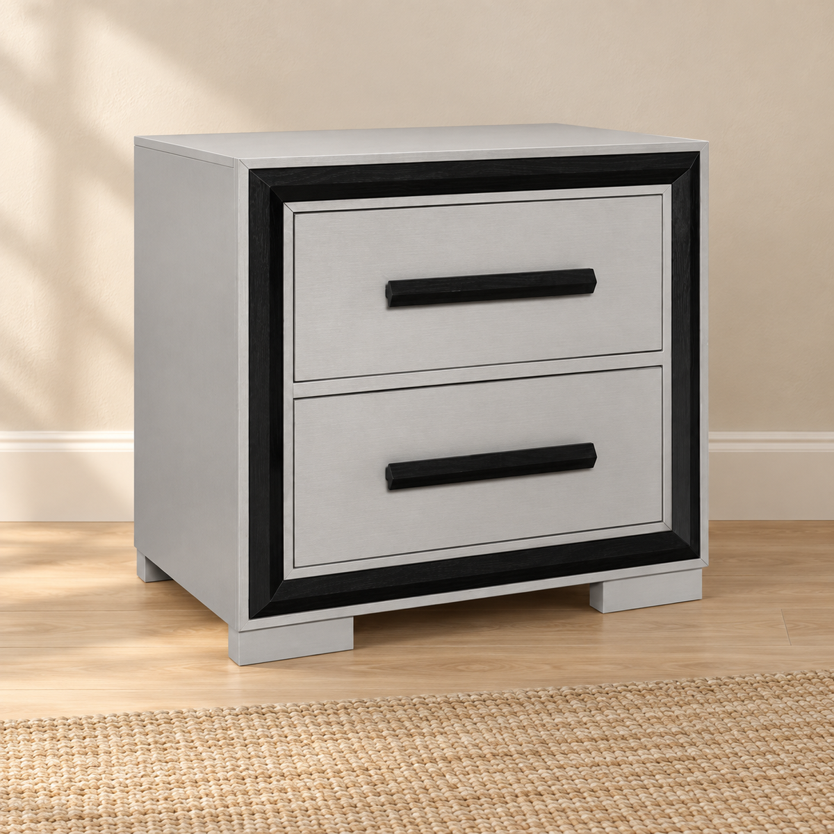 Amelia Collection Silver & Black Nightstand