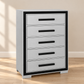 Amelia Collection Silver & Black 5-Drawer Bedroom Chest