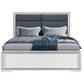 Andros Collection Glossy White & Silver LED Bedroom Set with Upholstered Headboard