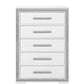 Andros Collection Glossy White & Silver LED Bedroom Set with Upholstered Headboard