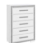 Andros Collection Glossy White & Silver LED Bedroom Set with Upholstered Headboard