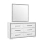 Andros Collection Glossy White & Silver LED Bedroom Set with Upholstered Headboard