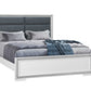 Andros Collection Glossy White & Silver LED Bedroom Set with Upholstered Headboard