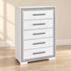 Andros Collection Glossy White & Silver 5-Drawer Bedroom Chest