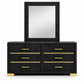 Chloe Black & Gold dresser and mirror on a clean white background