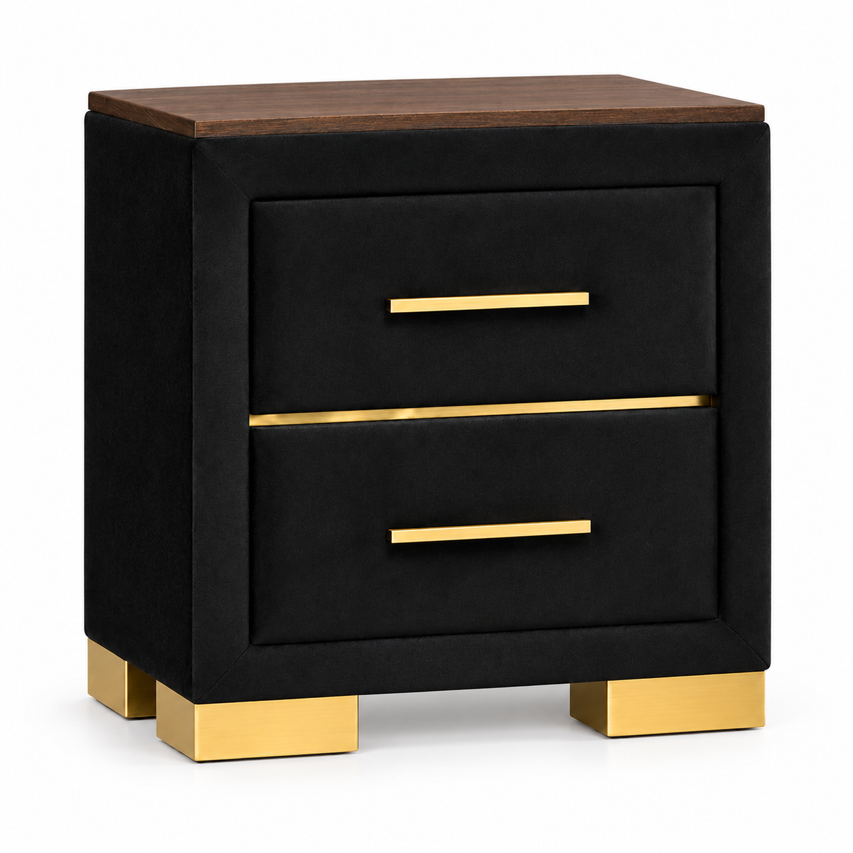Chloe Black Velvet & Gold Platform Bedroom Set