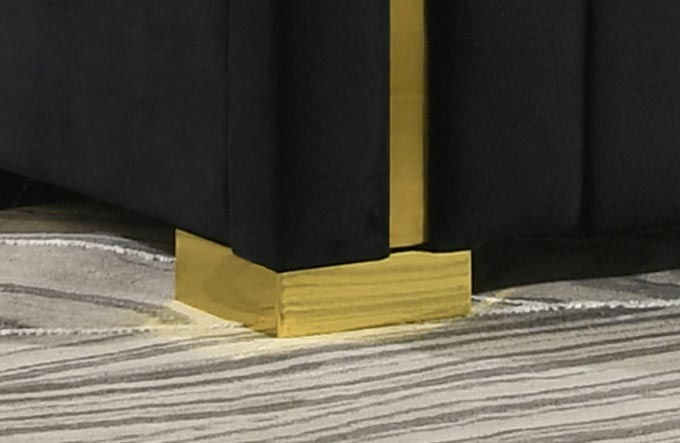 Aurora Black Velvet & Gold Complete Bedroom Set vendor gallery image 5