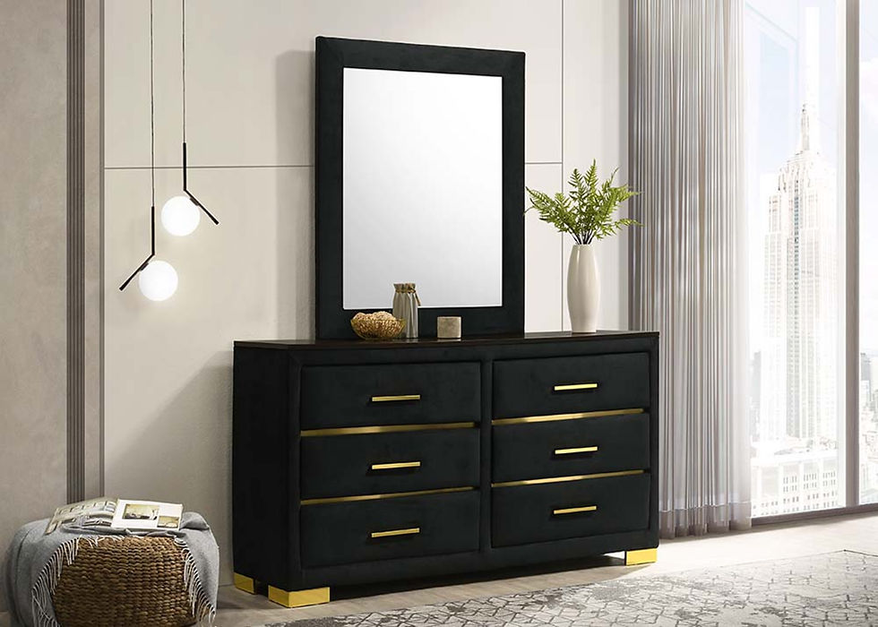 Aurora Black Velvet & Gold Complete Bedroom Set - King