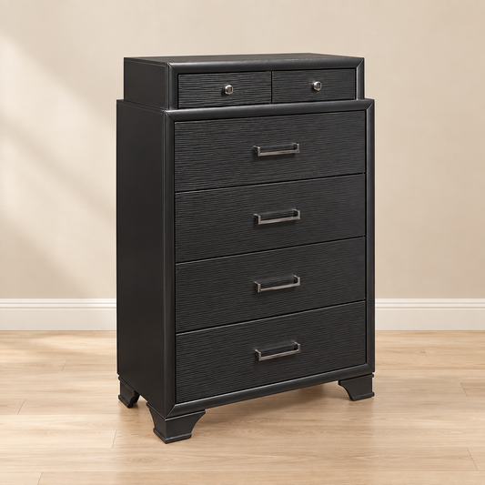 Ava / Jordyn Grey Collection Lacquer 6-Drawer Bedroom Chest