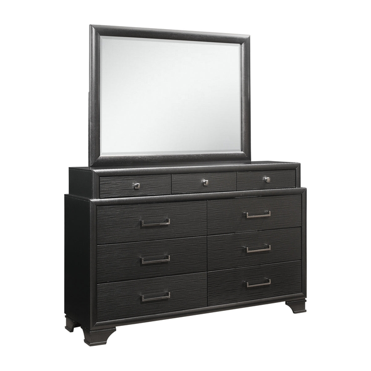 Jordyn Grey dresser and mirror on a clean white background