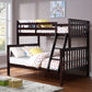 Mission-Style Convertible Bunk Bed – Single-over-Single or Single-over-Double - Espresso Single/Double Bunk Only
