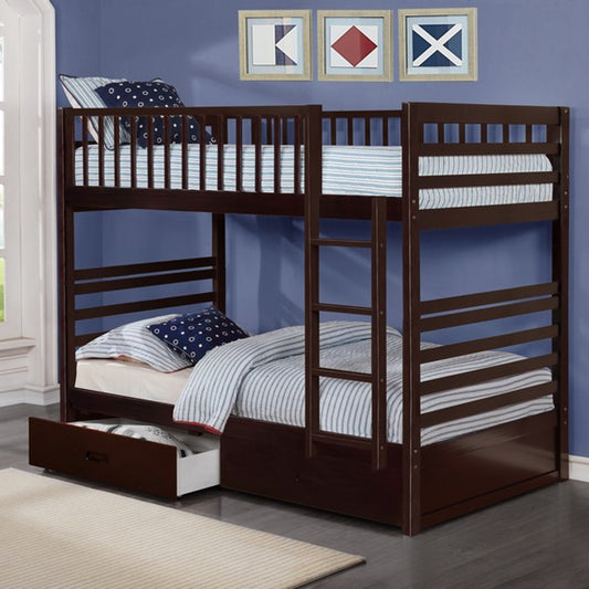 Convertible Bunk Bed with Storage Drawers – Single/Single, Single/Double or Double/Double - Espresso Single/Single Includes 2