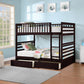 Convertible Bunk Bed with Storage Drawers – Single/Single, Single/Double or Double/Double - Espresso Double/Double Includes 2