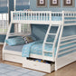 Convertible Bunk Bed with Storage Drawers – Single/Single, Single/Double or Double/Double - White Single/Double Includes 2 St