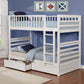 Convertible Bunk Bed with Storage Drawers – Single/Single, Single/Double or Double/Double - White Single/Single Includes 2 St