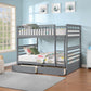 Convertible Bunk Bed with Storage Drawers – Single/Single, Single/Double or Double/Double - Grey Double/Double Includes 2 Sto