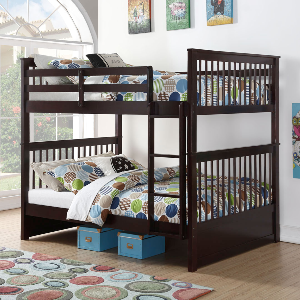 Espresso Double/Double Bunk Only — tall Mission-style bunk bed
