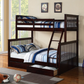 Tall Mission-Style Bunk Bed – Single/Single, Single/Double or Double/Double - Espresso Single/Double Bunk Only