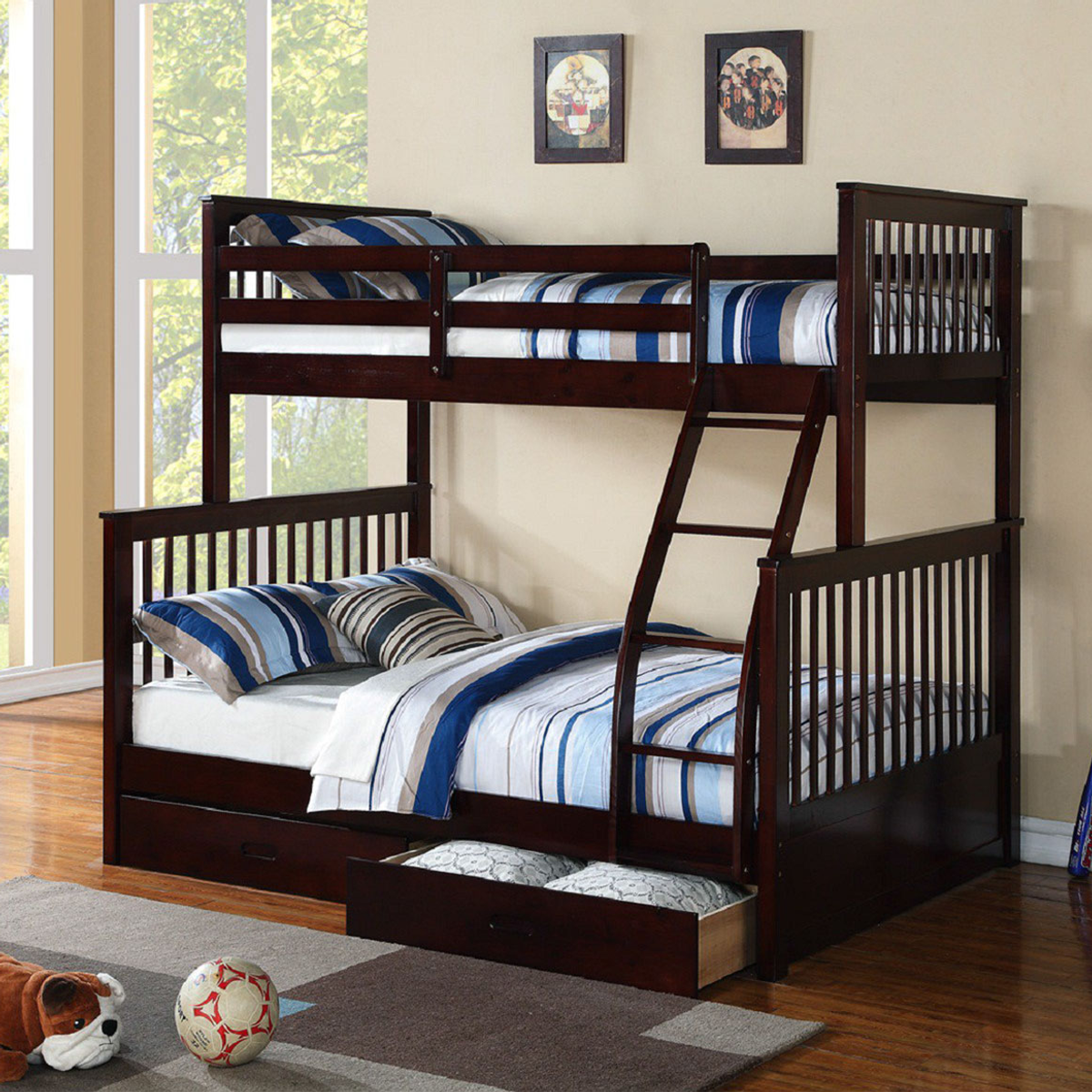 Tall Mission-Style Bunk Bed – Single/Single, Single/Double or Double/Double - Espresso Single/Double Bunk Only